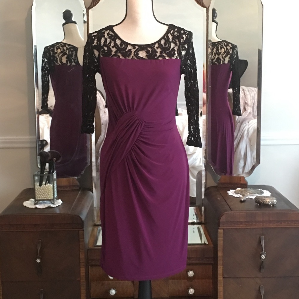 Professional classy 3/4 lace sleeve dress